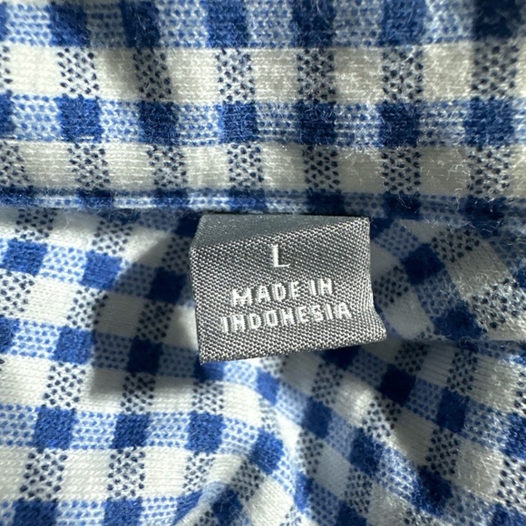 Michael Kors Slim Fit Blue & White Gingham Button-Down Shirt – Size L - Picture 4 of 4